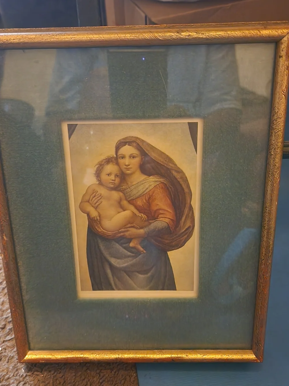 VintageGold Framed Religious Print Rapheal Madonna di S Sisto Print